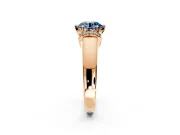 Solitaire Engagement Ring Setting for Fancy Blue Round Cut Center with Wide Band, Pave Collar and Prong Head in Rose Gold