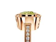 Halo Engagement Ring Setting for Fancy Yellow Cushion Cut Center with Milgrain Halo, Pave Band and Prong Head in Rose Gold