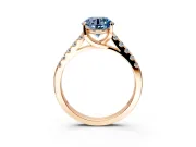 Solitaire Engagement Ring Setting for Fancy Blue Round Cut Center with Partway Pave Band and Prong Head in Rose Gold