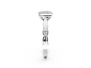 Solitaire Engagement Ring Setting for Radiant Cut Center with Carved Leaf Shoulders and Prong Head in Platinum