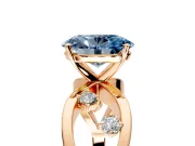 Solitaire Engagement Ring Setting for Fancy Blue Oval Center with Criss-Cross Accent Band and Prong Head in Rose Gold