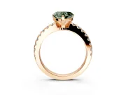 Solitaire Engagement Ring Setting for Fancy Green Heart-Shaped Center with Single Row Accent Band and Prong Head in Rose Gold