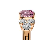 Cluster Engagement Ring Setting for Fancy Pink Cushion Cut Center with Round Cut Accent Frame and Prong Head in Rose Gold