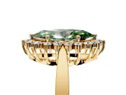 Starburst Halo Engagement Ring Setting for Fancy Green Marquise Center with Flat Cathedral Band and Prong Head in Yellow Gold