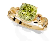 Leaf Engagement Ring Setting for Fancy Yellow Cushion Cut Center with Milgrain Accent Band and Prong Head in Yellow Gold