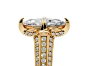 Solitaire Engagement Ring Setting for Marquise Center with Accented Split Shank and Prong Head in Yellow Gold