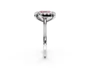 Single Halo Engagement Ring Setting for Fancy Pink Asscher Cut Center with Corner Claws, Plain Band and Prong Head in Platinum