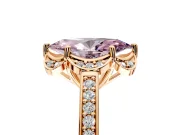 Floral Engagement Ring Setting for Fancy Pink Marquise Center with Four Accent Clusters and Prong Head in Rose Gold