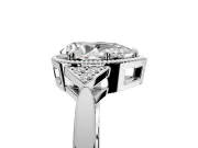 Cluster Engagement Ring Setting for Pear-Shaped Center with Milgrain Shoulder Clusters and Prong Head in Sterling Silver