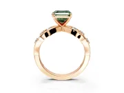 Solitaire Engagement Ring Setting for Fancy Green Asscher Cut Center with Criss-Cross Accent Band and Prong Head in Rose Gold