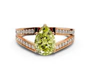 Split Shank Engagement Ring Setting for Fancy Yellow Pear-Shaped Center with Pave Split Shank and Prong Head in Rose Gold