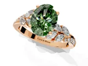 Solitaire Engagement Ring Setting for Fancy Green Oval Center with Marquise Accent Twist Band and Prong Head in Rose Gold