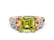 Floral Engagement Ring Setting for Fancy Yellow Princess Cut Center with Marquise Cluster Shoulders and Prong Head in Rose Gold