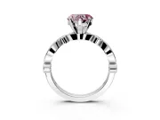 Solitaire Engagement Ring Setting for Fancy Pink Heart-Shaped Center with Milgrain Bezel Accents and Prong Head in White Gold