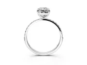 Solitaire Engagement Ring Setting for Radiant Cut Center with Pave Accents and Prong Head in Platinum