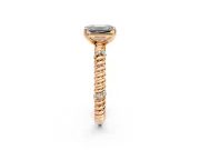 Rope Engagement Ring Setting for Emerald Cut Center with Accent Shoulders and Prong Head in Rose Gold