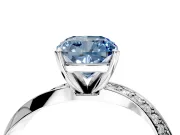 Side Accent Engagement Ring Setting for Fancy Blue Cushion Cut Center with Accent Shoulders and Prong Head in Sterling Silver