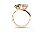Fancy Green Round Cut and Emerald Cut Lab-Grown Diamond Toi et Moi Engagement Ring with Prong-Set Stones in Rose Gold