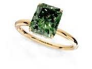 Solitaire Engagement Ring Setting for Fancy Green Radiant Cut Center with Plain Band, Open Basket and Prong Head in Yellow Gold