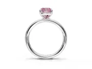 Low-Set Solitaire Engagement Ring Setting for Fancy Pink Cushion Cut Center with Thin Plain Band and Prong Head in White Gold