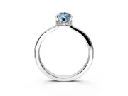 Hidden Halo Engagement Ring Setting for Fancy Blue Pear-Shaped Center with Wide Flat Plain Band and Prong Head in White Gold