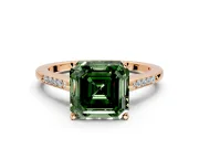 Solitaire Engagement Ring Setting for Fancy Green Asscher Cut Center with Channel Accents and Prong Head in Rose Gold