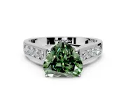 Solitaire Engagement Ring Setting for Fancy Green Heart-Shaped Center with Cathedral Channel Band and Prong Head in White Gold