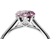 Solitaire Engagement Ring Setting for Fancy Pink Heart-Shaped Center with Cathedral Band and Prong Head in Platinum