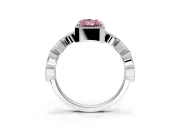Milgrain Bezel Engagement Ring Setting for Fancy Pink Radiant Cut Center with Marquise Stations and Bezel Head in Platinum