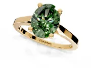 Solitaire Engagement Ring Setting for Fancy Green Oval Center with Tapered Shoulders and Prong Head in Yellow Gold