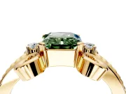 Solitaire Engagement Ring Setting for Fancy Green Radiant Cut Center with Twisted Band and Scroll Prong Head in Yellow Gold