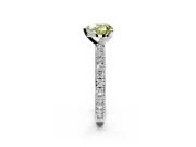Solitaire Engagement Ring Setting for Fancy Yellow Heart-Shaped Center with Milgrain-Edged Pave Band and Prong Head in Sterling Silver
