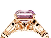 Solitaire Engagement Ring Setting for Fancy Pink Asscher Cut Center with Marquise and Bezel Accents and Prong Head in Rose Gold