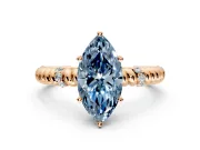 Rope Engagement Ring Setting for Fancy Blue Marquise Center with Accent Shoulders and Prong Head in Rose Gold