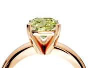 Solitaire Engagement Ring Setting for Fancy Yellow Cushion Cut Center with Wire Band and Prong Head in Rose Gold