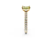 Solitaire Engagement Ring Setting for Fancy Yellow Asscher Cut Center with Shared-Prong Accents and Prong Head in Yellow Gold