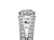 Split Shank Engagement Ring Setting for Cushion Cut Center with Pave Split Shank and Prong Head in Platinum