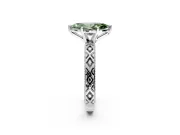 Solitaire Engagement Ring Setting for Fancy Green Marquise Center with Milgrain X Pattern Band and Prong Head in Platinum