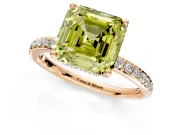 Solitaire Engagement Ring Setting for Fancy Yellow Asscher Cut Center with Fine Pave Band and Prong Head in Rose Gold