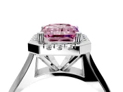Halo Engagement Ring Setting for Fancy Pink Radiant Cut Center with Square Band and Prong Head in White Gold