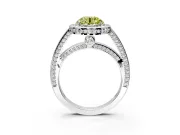 Halo Engagement Ring Setting for Fancy Yellow Round Cut Center with Framed Halo, Pave Band and Prong Head in Sterling Silver
