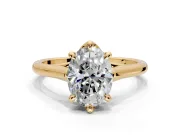 Solitaire Engagement Ring Setting for Oval Center with Cathedral Band and Prong Head in Yellow Gold