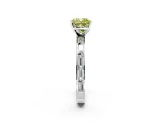 Solitaire Engagement Ring Setting for Fancy Yellow Cushion Cut Center with Channel Baguette Band and Prong Head in Platinum