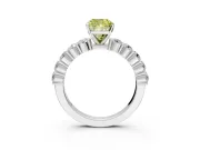 Shared-Prong Engagement Ring Setting for Fancy Yellow Cushion Cut Center with Graduated Accents and Prong Head in Sterling Silver