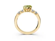 5 Stone Engagement Ring Setting for Fancy Yellow Heart-Shaped Center with Plain Band and Prong Head in Yellow Gold