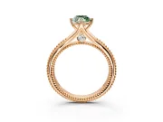 Solitaire Engagement Ring Setting for Fancy Green Marquise Center with Milgrain Cathedral Band and Prong Head in Rose Gold