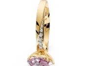 Side Accent Engagement Ring Setting for Fancy Pink Pear-Shaped Center with Accent Shoulders and Prong Head in Yellow Gold