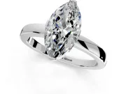 Solitaire Engagement Ring Setting for Marquise Center with Plain Band and Flat Tab Prong Head in White Gold