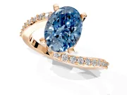 Solitaire Engagement Ring Setting for Fancy Blue Oval Center with Pave Bypass Swirl Band and Prong Head in Rose Gold