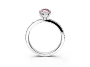 Solitaire Engagement Ring Setting for Fancy Pink Marquise Center with Round Cut Pave Band and Prong Head in Platinum